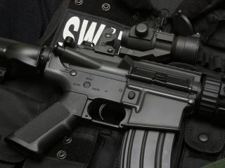swat, submachine gun, bulletproof vest wallpaper