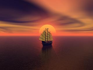 Tall Ship Sunset wallpaper