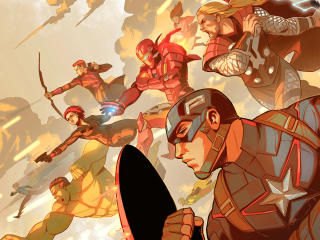 The Avengers Art Captain America, Iron Man, Thor, Black Widow And Hulk wallpaper