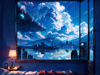 The City Landscape View HD Anime Art wallpaper