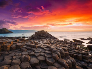 The Giant's Causeway Northern Ireland HD Sunset Wallpaper