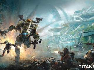 titanfall 2, battle, robots wallpaper