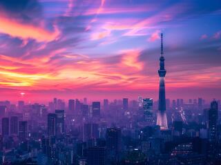 Tokyo Cityscape in Sunset wallpaper