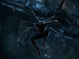 Tom Holland as Spider-Man Iron Spider Suit Infinity War wallpaper