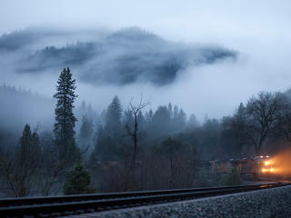 train, fog, railroad wallpaper