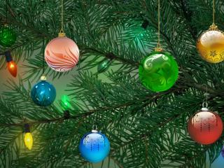 tree, christmas decorations, garland wallpaper