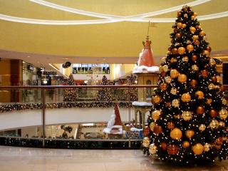 tree, shopping center, holiday wallpaper