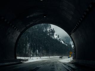 tunnel, road, snow Wallpaper