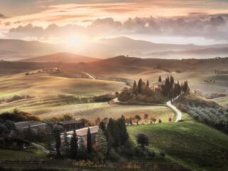 Tuscany 4k Italy Sunrise wallpaper