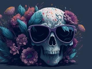 Undead Skull Illustration with Cool Gasses Wallpaper