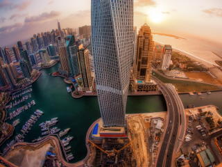 united arab emirates, skyscrapers, top view Wallpaper