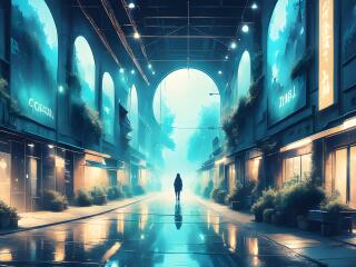 Walking Alone in City AI 2023 Cool Art wallpaper