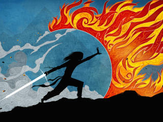 Warrior With Sword Alone Art wallpaper