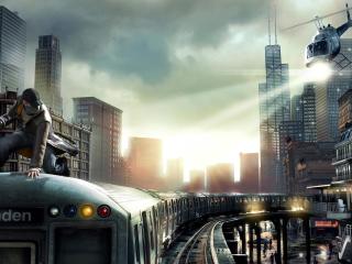 watch dogs, aiden pearce, chicago train Wallpaper