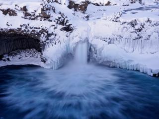 waterfall, iceberg, snow Wallpaper