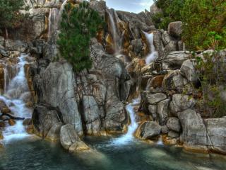 waterfall, rocks, river wallpaper