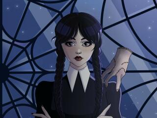 Wednesday Addams and Thing Art wallpaper