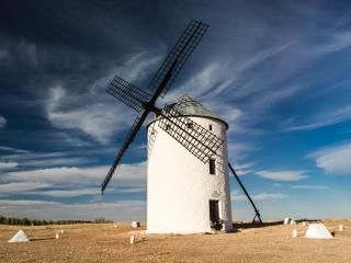 windmill, field, sky wallpaper