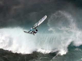 windsurfing, wave, water wallpaper