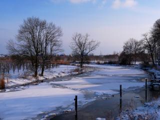 winter, ice, river Wallpaper