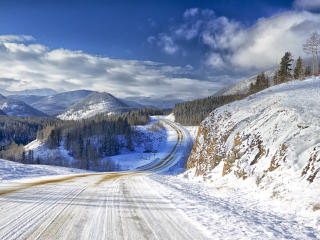 winter, snow, road wallpaper