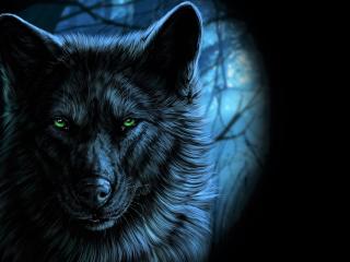 Wolf Green Eyes Artistic wallpaper