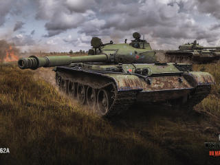world of tanks, t-62a, field Wallpaper
