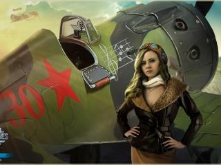 world of warplanes, girl, art wallpaper