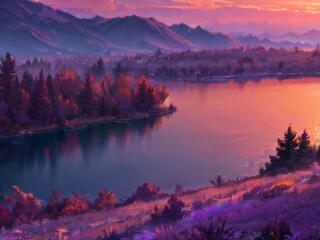 Yshkanosh Purple River Landscape wallpaper