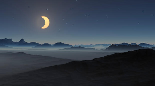 4K Artistic Desert Night Mountains Wallpaper 1280x700 Resolution