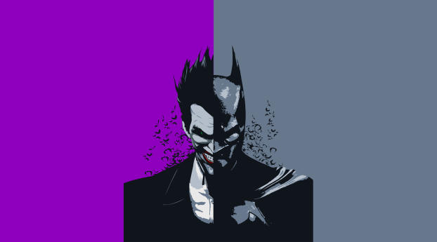 4K Batman and Joker Minimalist Wallpaper 1440x3200 Resolution