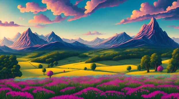 4K Colorful Large Field Wallpaper 1080x2220 Resolution