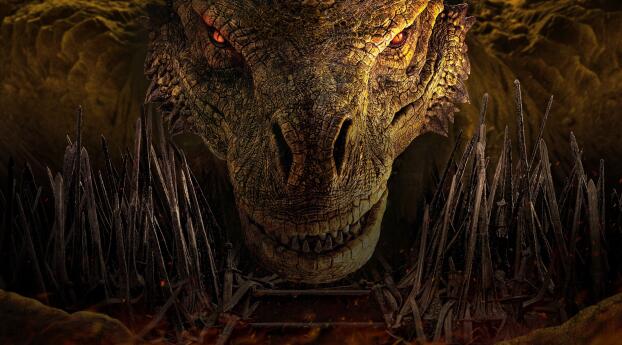 4K Dragon Poster from House of the Dragon Wallpaper 1600x400 Resolution