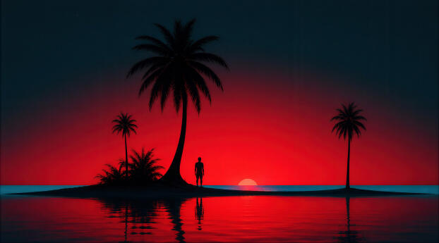 4K Gradient Tropical Sunset Wallpaper