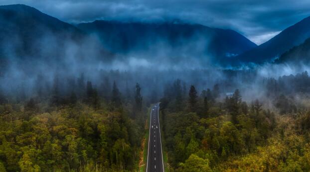 4K Lonely Road Aerial View Wallpaper 750x1800 Resolution