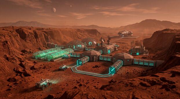 4K Mars Colony Futuristic Wallpaper 2880x1800 Resolution
