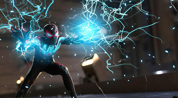 4K Miles Morales Power HD Marvel's Spider-Man 2 Wallpaper 5120x1200 Resolution