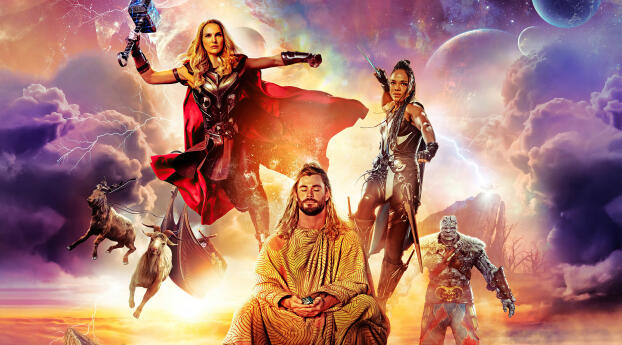 4K Movie Thor Love And Thunder Wallpaper 1600x600 Resolution