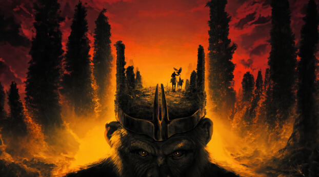 4k Poster of Kingdom Of The Planet Of The Apes Wallpaper 2500x900 Resolution