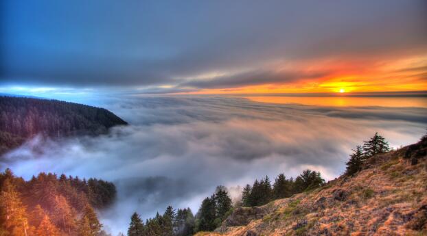 4k Sea Of Clouds at Sunset Wallpaper 1440x900 Resolution