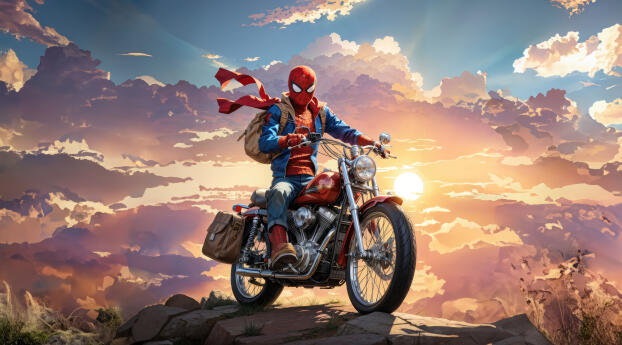 4K Spider Man Bike Adventure Wallpaper 320x480 Resolution