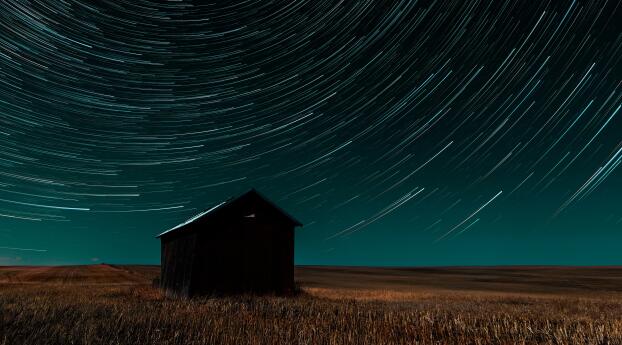4K Star-Trail Field Home Wallpaper