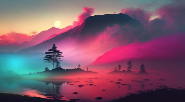 4K Sunset Mountain Landscape Wallpaper