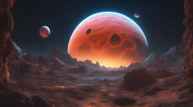 4K The Red Planet Glowing Wallpaper 1350x689 Resolution