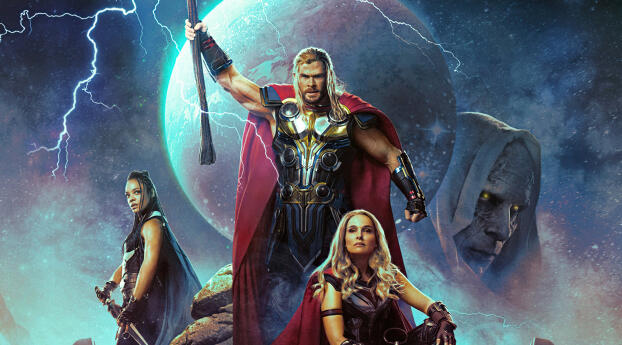 4K Thor Love and Thunder IMAX Poster Wallpaper 1600x900 Resolution