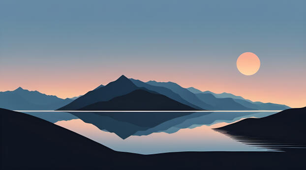 5K Landscape Minimal Sunrise Wallpaper 1620x216 Resolution