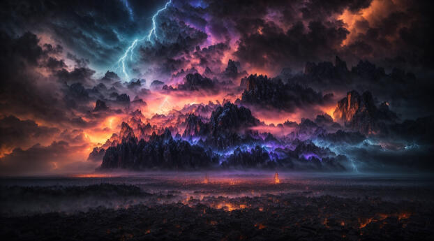 A Cloudy Lightning Storm Wallpaper 1080x2636 Resolution