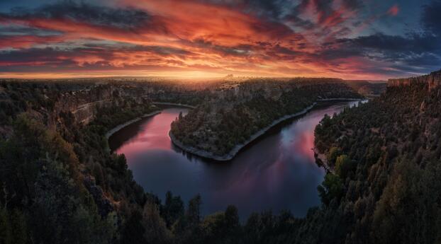 A River View at Sunset HD Photography Wallpaper 1920x1080 Resolution