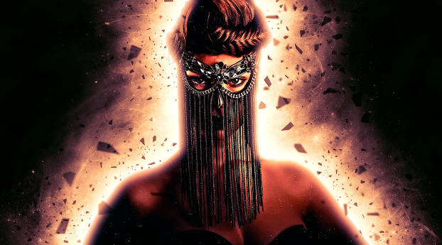 A Woman with a Mask Wallpaper 1080x2244 Resolution