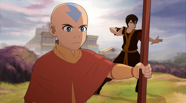 Aang & Zuko Avatar Wallpaper 2560x1024 Resolution